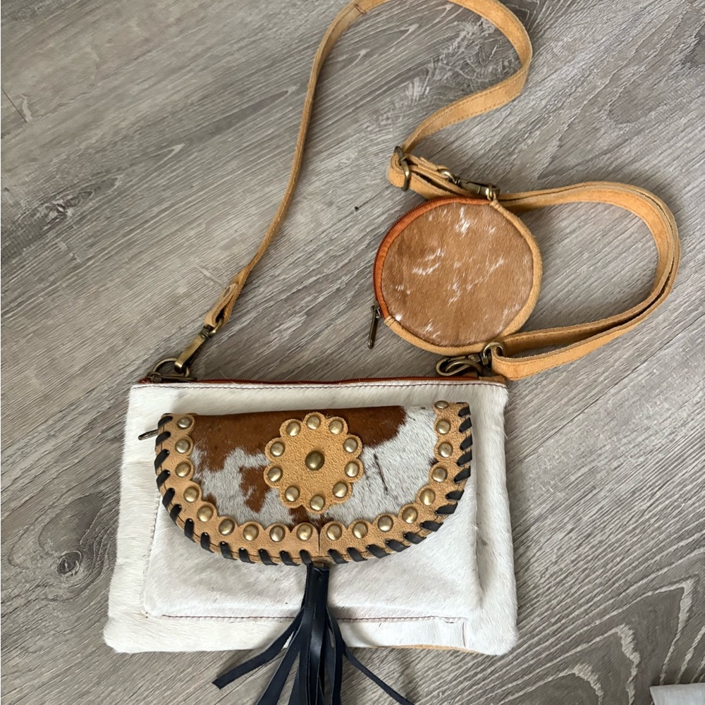 Crazy Heifer HOH Handmade Leather 2 Piece Crossbody Set
